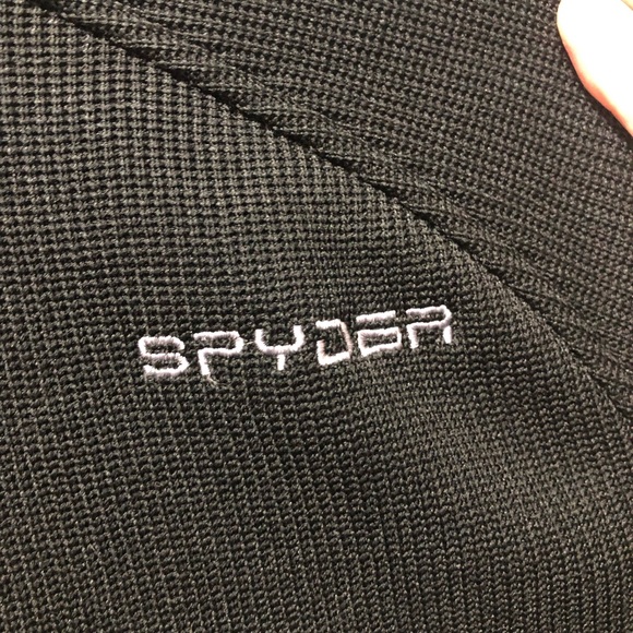 Spyder Sweater Men Black Pullover Jacket Thermal Waffle Knit Quarter Zip - Picture 7 of 7